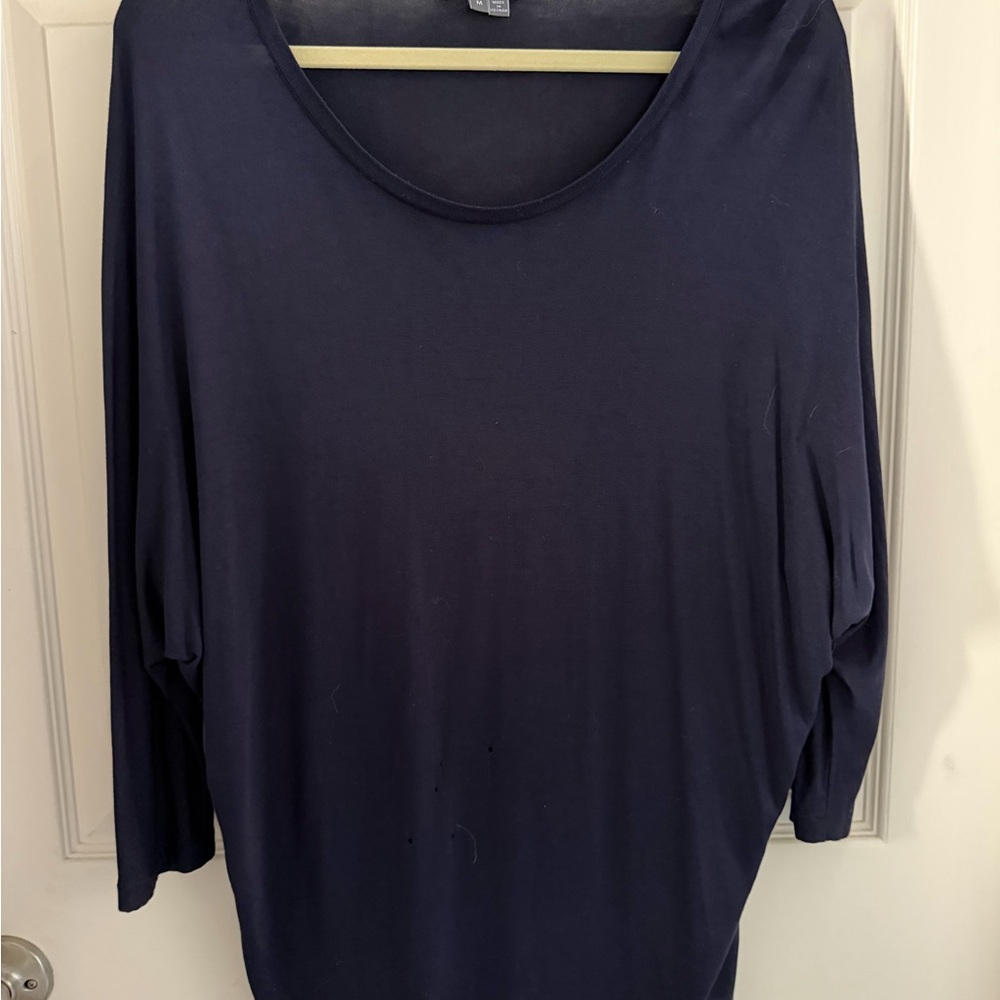 Vince Navy Scoop Neck Long Sleeve Top